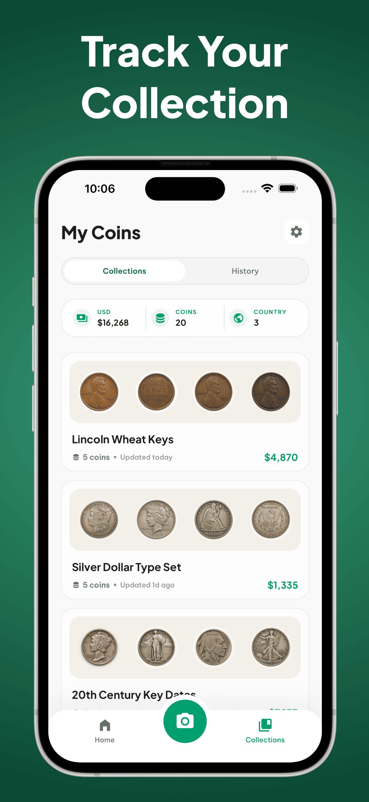 Coin Scanner collections screen